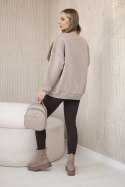 Komplet bawełniany bluza ocieplana + legginsy jasny beżowy  