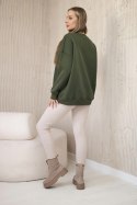 Komplet bawełniany bluza ocieplana + legginsy khaki  
