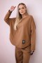 Komplet bawełniany bluza + spodnie camelowy  