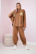 Komplet bawełniany bluza + spodnie camelowy  