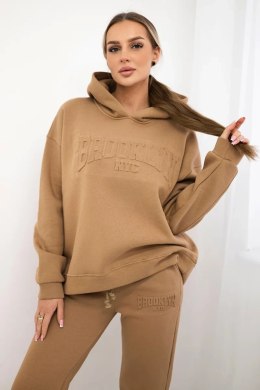 Komplet bawełniany ocieplany bluza + spodnie Brooklyn camelowy  