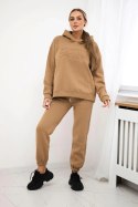 Komplet bawełniany ocieplany bluza + spodnie Brooklyn camelowy  
