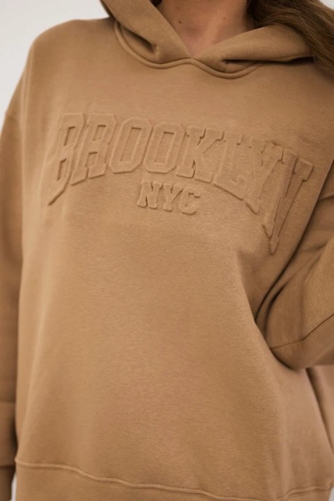 Komplet bawełniany ocieplany bluza + spodnie Brooklyn camelowy Komplet bawełniany ocieplany bluza + spodnie Brooklyn camelowy
