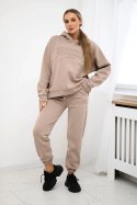Komplet bawełniany ocieplany bluza + spodnie Brooklyn ciemny beżowy  