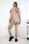 Komplet bawełniany ocieplany bluza + spodnie Brooklyn ciemny beżowy  