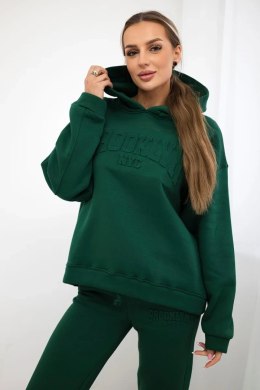 Komplet bawełniany ocieplany bluza + spodnie Brooklyn ciemny zielony  