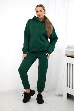 Komplet bawełniany ocieplany bluza + spodnie Brooklyn ciemny zielony  