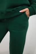 Komplet bawełniany ocieplany bluza + spodnie Brooklyn ciemny zielony  