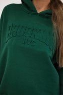 Komplet bawełniany ocieplany bluza + spodnie Brooklyn ciemny zielony  