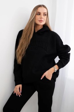 Komplet bawełniany ocieplany bluza + spodnie Brooklyn czarny  