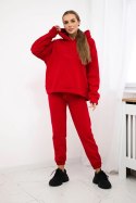 Komplet bawełniany ocieplany bluza + spodnie Brooklyn czerwony  