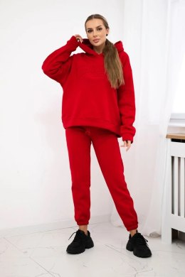 Komplet bawełniany ocieplany bluza + spodnie Brooklyn czerwony  