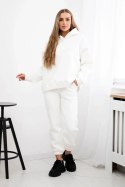 Komplet bawełniany ocieplany bluza + spodnie Brooklyn ecru  