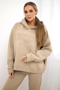 Komplet bawełniany ocieplany bluza + spodnie Brooklyn jasny beżowy  