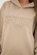 Komplet bawełniany ocieplany bluza + spodnie Brooklyn jasny beżowy  