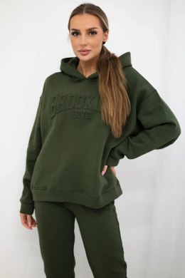 Komplet bawełniany ocieplany bluza + spodnie Brooklyn khaki  