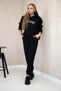 Komplet bawełniany z haftowanym napisem Paradise czarny  