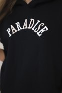 Komplet bawełniany z haftowanym napisem Paradise czarny  