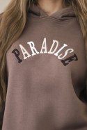 Komplet bawełniany z haftowanym napisem Paradise mocca  