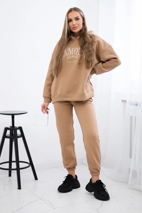 Komplet ocieplany L'Amour camelowy  