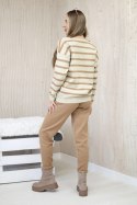 Komplet Bluza w paski + Spodnie camelowy  