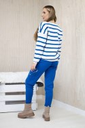 Komplet Bluza w paski + Spodnie chabrowy  