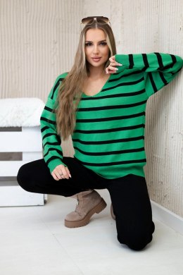Komplet Bluza w paski + Spodnie zielony  