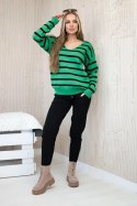 Komplet Bluza w paski + Spodnie zielony  