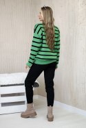 Komplet Bluza w paski + Spodnie zielony  