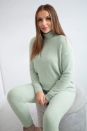 Komplet swetrowy alpaka dwuczęściowy ciemny miętowy  