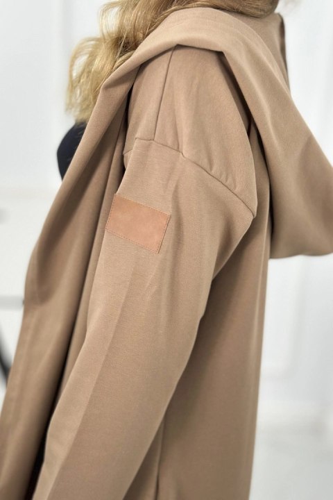 Bluza Narzutka długa z kapturem camelowa Bluza Narzutka długa z kapturem camelowa