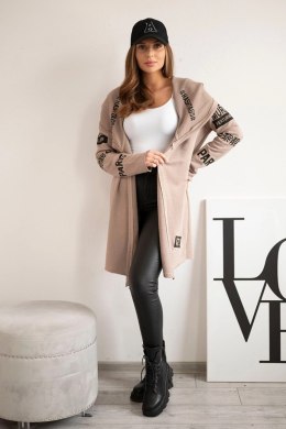 Bluza Narzutka z napisami ciemno beżowa  