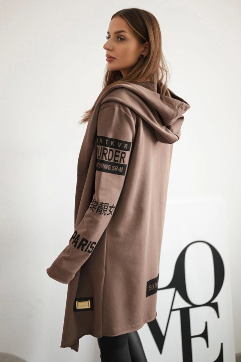 Bluza Narzutka z napisami mocca Bluza Narzutka z napisami mocca