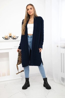 Sweter Kardigan splot warkocz granatowy  