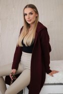 Sweter Kardigan z kapturem bordowy  