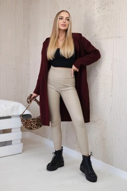 Sweter Kardigan z kapturem bordowy  