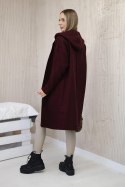 Sweter Kardigan z kapturem bordowy  