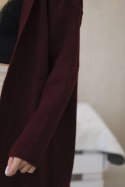 Sweter Kardigan z kapturem bordowy  