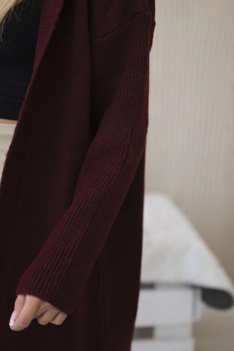 Sweter Kardigan z kapturem bordowy Sweter Kardigan z kapturem bordowy