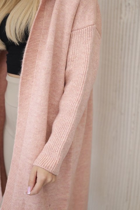 Sweter Kardigan z kapturem ciemny pudrowy róż  