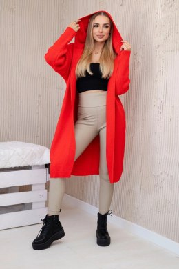 Sweter Kardigan z kapturem czerwony  