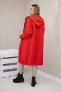 Sweter Kardigan z kapturem czerwony  