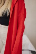 Sweter Kardigan z kapturem czerwony  