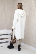 Sweter Kardigan z kapturem ecru  