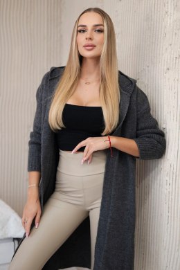 Sweter Kardigan z kapturem grafitowy  