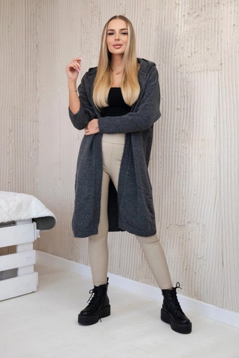 Sweter Kardigan z kapturem grafitowy Sweter Kardigan z kapturem grafitowy