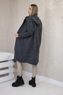 Sweter Kardigan z kapturem grafitowy  