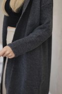 Sweter Kardigan z kapturem grafitowy  