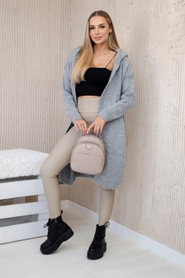 Sweter Kardigan z kapturem szary  