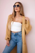 Sweter długi kardigan camelowy  